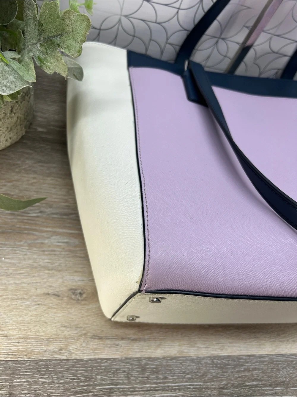 Kate Spade purple  color block tote bag